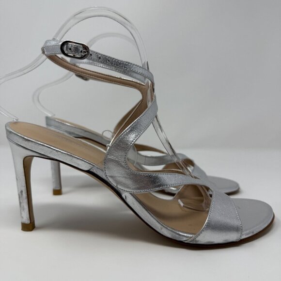 Stuart Weitzman Mariposa 80s Strappy Sandal Heels Women's 9B Silver Formal NWOB - Picture 8 of 16